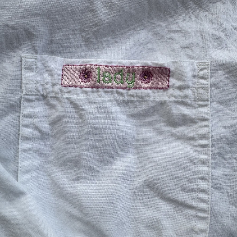 Vintage Disney Store Lady Embroidered Button Shirt Womens 2X Cotton White - Picture 2 of 13